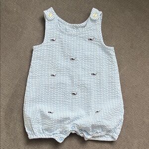 New Vineyard Vines Blue and White Whale Print Baby Romper 6-12 M
